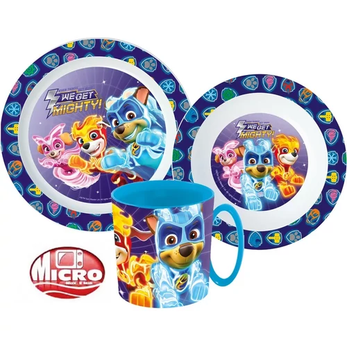 Mancs Őrjárat Mighty Pups étkészlet, micro műanyag szett bögrével 350 ml Cikkszám:  JVL22241